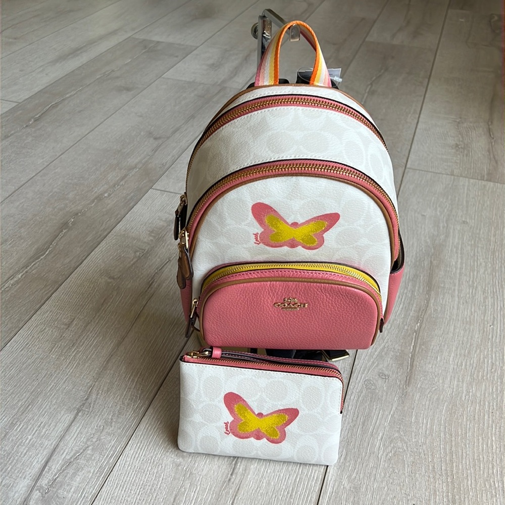 Coach Mini Court Backpack & Wristlet with Butterfly Print